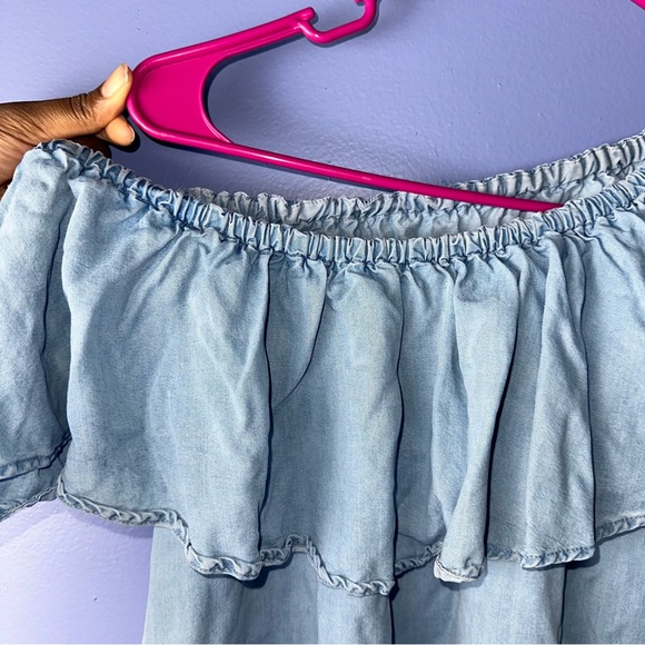 Zara Woman Premium Denim Collection Off Shoulder Mini Dress - Picture 8 of 10